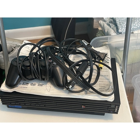 PS2 , With One‎ Controller And All Wires  ( For Fixing) - Picture 1 of 7